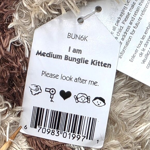 Jellycat Medium Bunglie Kitten Stuffed Plush Tan Brown Stripes Long Tail Retired - Picture 9 of 12